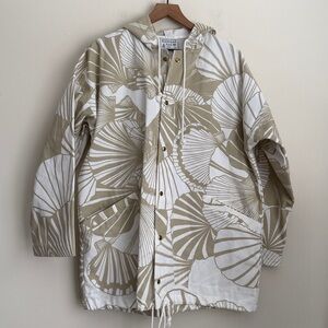 MICHIGAN RAG CO Hand Screened Beach Shell Snap Hoodie Jacket Vintage oversized